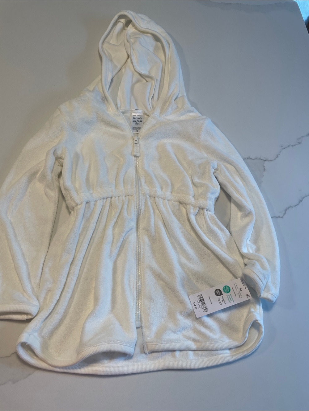 Carter's Cream Hooded Zip-Up Terry Girls Sweatshirt
